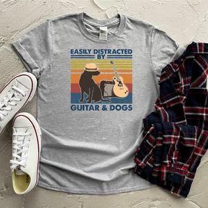 Easily Distracted By Guitar And Dogs Shirt, Easily Distracted Shirt